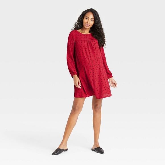 The Nines‎ by Hatch Red Maternity Dress L Long Sleeve Pregnancy Style - Picture 1 of 4